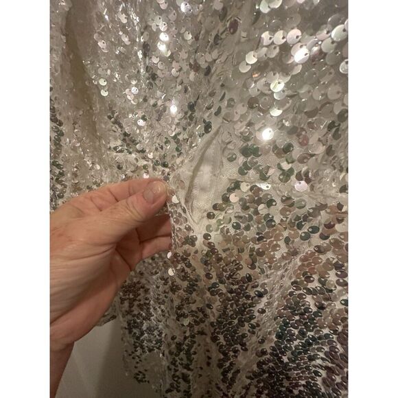 WAYF Sequined Silver Dress Sz M Mini Long Sleeve New! - Picture 5 of 6